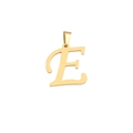 Gold plated stainless steel letter E pendant charm with polished finish and bail - Letter E