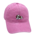 Rose pink washed cotton baseball cap with cute puppy embroidery in vintage dad hat style - M (56-58cm) / Pink