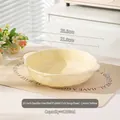 Creamy yellow 10-inch ceramic soup bowl with handles and 1350ml large capacity - 10 Inch Double Ear Soup Bowl - Creamy Yellow