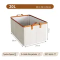 Boîte de rangement beige en coton polyester, poignées en cuir, 38x26x20cm, 20L - 38*26*20cm / Beige 20L