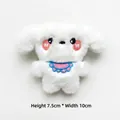 Dettaglio della toppa cucciolo di peluche bianco con colletto in pizzo, 7,5cm per 10cm - Stile Fai-da-te (Apertura posteriore) / Bianco