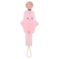 Handmade pink plush star pacifier clip with beech wood holder and cotton ribbon - Star Pink