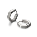 Sleek silver stainless steel hexagonal huggie earrings with a polished geometric design - Flat Hexagon Ear Buckle Steel Color (Single)
