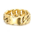 Chunky gold Cuban link bracelet for men with a bold bone-shaped metal buckle clasp - Gold Polished Finish 24mm 21cm (KB157499)