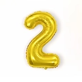 Golden foil balloon in the shape of number two for birthday party decorations - 16 Inch Number 2-Gold