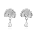 Boucles d'oreilles feuilles de ginkgo argentées avec perles blanches élégantes - Boucles d'oreilles / Boucles d'Oreilles Perles Ginkgo Argent