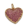 Golden heart pendant featuring micro-pave set purple zircon gemstones for jewelry making - CX155-09 Magenta Pavé Heart
