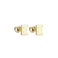 Minimalist gold-plated stainless steel letter E stud earrings with secure ball screw backs - Letter E (T55662) / Gold