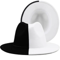 Tweekleurige zwart-witte vilten fedora hoed met platte rand voor moderne styling - M (56-58cm) / Zwart Wit