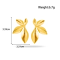 Orecchini a perno con petali dorati lucidi, design a tripla foglia, 3,39 cm, 6,7g - Foglia Tripla / Oro