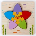 Colorful 3D wooden starfish puzzle for toddlers with 6 pieces and sea life pattern - Starfish with Buckle