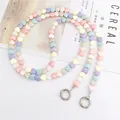 Crossbody phone strap with macaron heart acrylic beads, length 1200mm, silver metal rings - Mixed Iridescent Heart