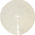 Gonna per albero di Natale in maglia beige con motivo a trecce e lacci di chiusura - Diametro 62cm / Bianco latte