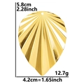 Detail of 18k gold plated leaf pendant with exact dimensions 5.8cm and 4.2cm shown - Charm / Gold