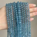 Strands of translucent blue glass round beads for DIY jewelry making and crafts - Lake Blue K9 Glass