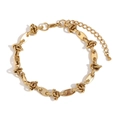 Tobillera minimalista chapada en oro de 14K con nudos de grano de café y cadena ajustable - Dorado