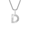 Elegant silver stainless steel box chain necklace with textured letter D pendant - D-Steel Color