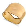 Irregular wide-band gold geometric bangle with a brushed matte finish and open design - Brushed Gold / Brushed Finish