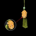 Sandalwood monkey pendant with green tassel and hollowed wood carving details - Sandalwood Little Wukong Style (12) / Approx. 3.4x2.2cm - Without Aroma Pill