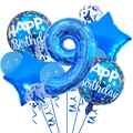 Blue 32-inch number 9 foil balloon set with stars and confetti for 9th birthday party - Number 9 / Light Blue