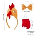 Set costume da gallo giallo 3 pezzi con cerchietto in peluche papillon e zampa rossa - Set da 3 Pezzi Pollo Giallo Terra