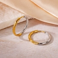 Minimalist two-tone hoop earrings in gold and silver finish on marble and satin - Inner Diameter 20mm / Two Colors