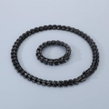 Men's black stainless steel dragon bone chain bracelet and necklace punk style set - Black Zirconia Set