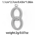Ovaler Anhänger aus 304 Edelstahl in Silber mit Hammerschlag-Textur, 2,7 cm lang - Doppelring Figur 8 / Silber