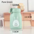 Mint green 320ml portable glass bottle with cute white rabbit print and carry handle - 320ml / Cute Rabbit Green