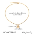 Detail showing dimensions of evil eye pendant necklace with gold chain length measurements - White Evil Eye (HC-N40579-WT)