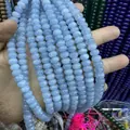 Strand of light blue natural stone abacus beads for handmade jewelry DIY projects - 5*8mm (approx. 73 pcs/strand) / Aquamarine