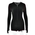 Tutina attillata nera a maniche lunghe con cuciture rosse e dettaglio zip per donna - S / Nero
