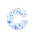 C-shaped neck pillow in white fabric with modern blue artistic ink splash pattern - White with Blue Splatter Texture (N-706)