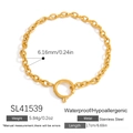 Waterproof gold stainless steel chain bracelet with a round spring clasp for women - Gold Round Spring Bracelet (SL41539)