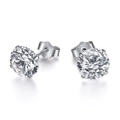 Elegant 925 sterling silver stud earrings featuring 5A round cubic zirconia in silver finish - Round 8mm