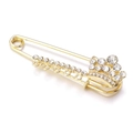 Elegant gold crown safety pin brooch featuring white crystals and sparkling rhinestones - 7# Gold Crown 6.2*1.6cm