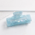 Minimalist light blue marble textured hair claw clip with rectangle hollow design - Light Blue Iridescent