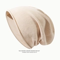 Slouchy knit beanie for women in beige featuring minimalist aesthetic and soft texture - Slouchy Pleated Style / Beige