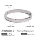 Silver square clasp stainless steel bangle showing precise 6.0cm inner diameter dimensions - Silver Style (JDB2409007-S)