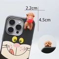 Cute brown poodle dog figurine on black phone case, creative 3D desktop ornament decor - Teddy Dog with Backpack