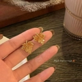 Pendientes de hoja de arce dorados con cristales ámbar en estilo vintage de otoño - 2# Pin de Plata Oro Hoja de Membrillo Ámbar (Bañado en Oro Real)