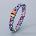 Rainbow gradient 12mm stainless steel Cuban link bracelet with polished buckle - 20cm / Colorful