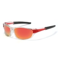 Polarized sports sunglasses with transparent frames and orange mirrored lenses - Transparent Red Frame Red Mirror