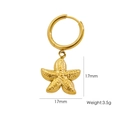 Golden starfish hoop earring with textured 14K gold finish for ocean beach style - E21 Large Sea Star