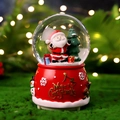 Boule de cristal de Noël avec Père Noël et socle rouge pour une décoration de fête - 2137 Portant un sac / Moyen 80# LED Lumière+Musique