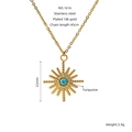 Retro turquoise starburst pendant necklace in 18k gold plated stainless steel - Sunflower Starburst Turquoise Style (ZXG1616)
