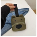 Borsa a mano a cartone animato verde oliva in nylon con tracolla larga - Verde