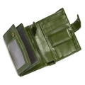 Dark green genuine leather trifold wallet featuring card slots and coin pocket - 6001 Style / Army Green