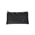 Portable black mesh organizer bag with white MiloBliss logo and zipper closure - Medium Flat Mesh Bag / Black