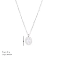 Silver tone zircon necklace with oval pendant, 10mm height, weight 2.8g, 40+5cm length - Silver-White Zircon
